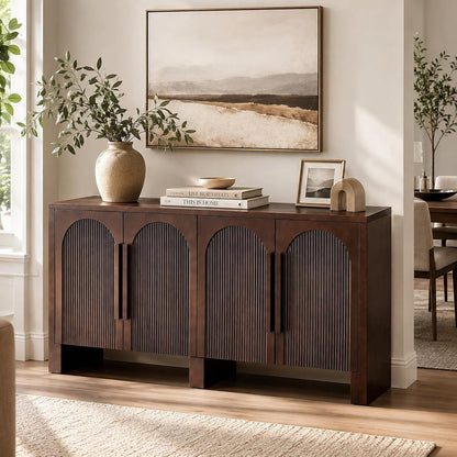 60"Modern Sideboard Cabinet with Storage,Solid Wood Arched Buffet Cabinet