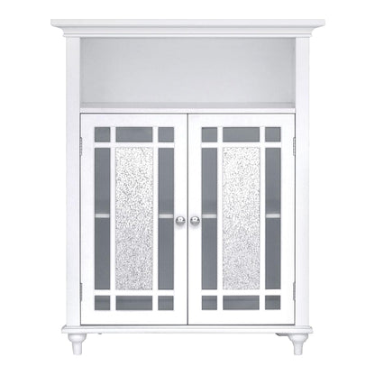 Windsor 26.5 in. x 34.02 in. 2-Door Freestanding Wooden Floor Cabinet with Adjustable Shelves for Storage Solutions in Bathrooms, Kitchens, Laundry Rooms, Home Offices, White