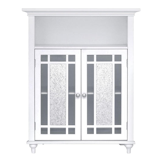 Windsor 26.5 in. x 34.02 in. 2-Door Freestanding Wooden Floor Cabinet with Adjustable Shelves for Storage Solutions in Bathrooms, Kitchens, Laundry Rooms, Home Offices, White