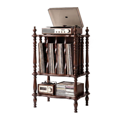 Record Player Stand, Turntable Stand with Vinyl Storage, Walnut