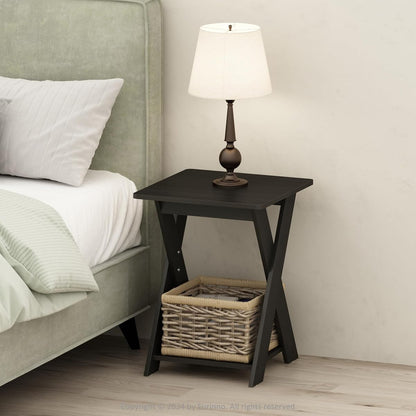 TIDUR Night Stand, Open Shelf Design X-Legs Nightstand, Criss-Crossed Bedside Table, End Table, Side Table, for Bedroom, Closet, Dorm, Espresso