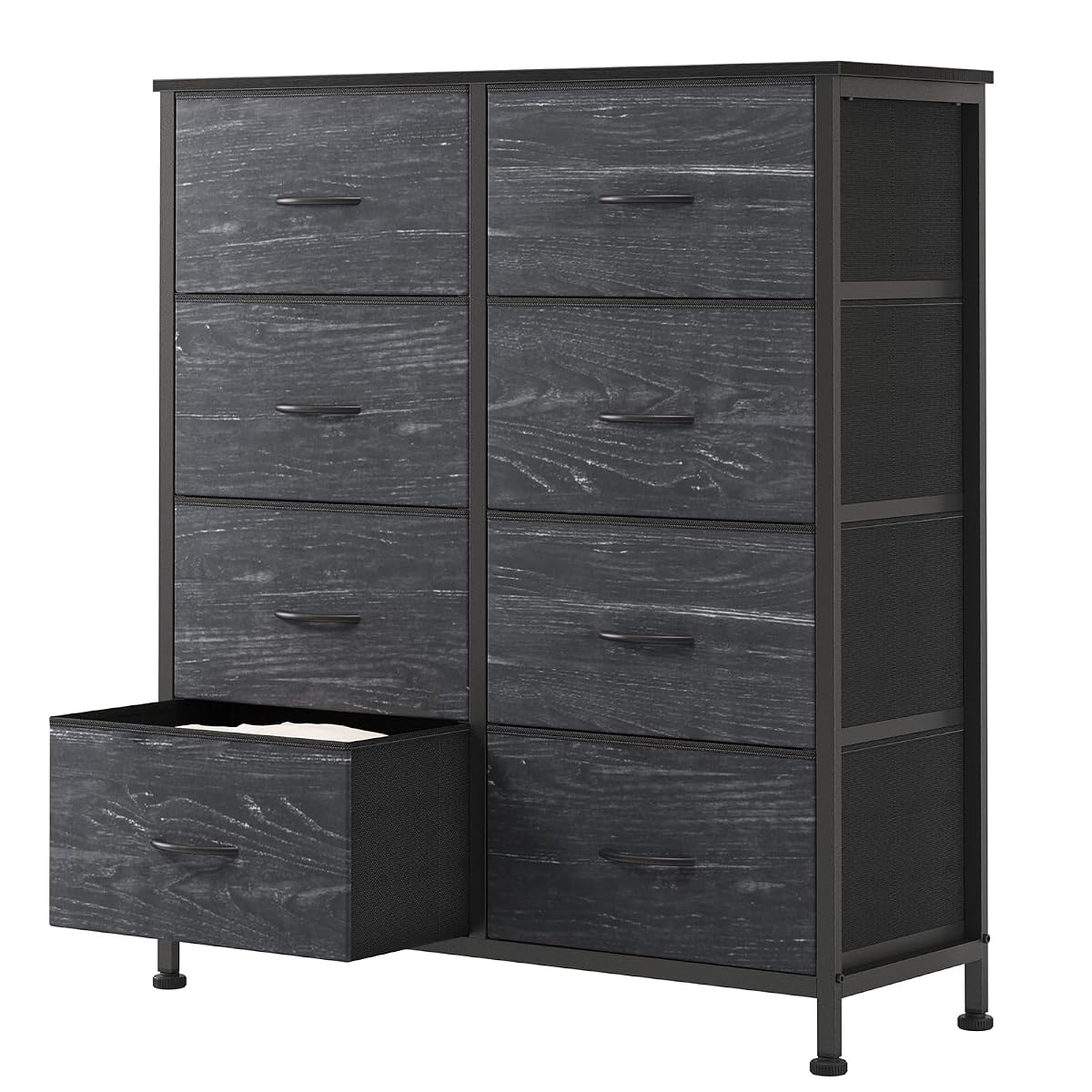 8 Drawer Fabric Dresser for Bedroom, Tall Dresser, Black Wood