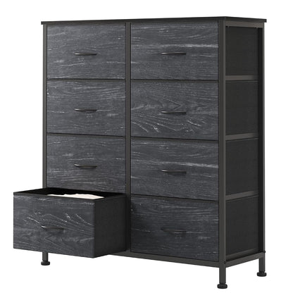 8 Drawer Fabric Dresser for Bedroom, Tall Dresser, Black Wood