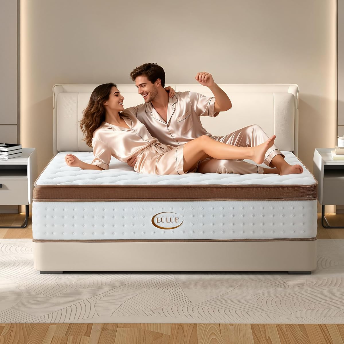 Queen Size Mattress 12 Inch, Hybrid Mattresses in a Box, Medium Firm Individual Pocket Springs Fiberglass Free Breathable and Stress-Relieving CertiPUR-US 80" x 60"
