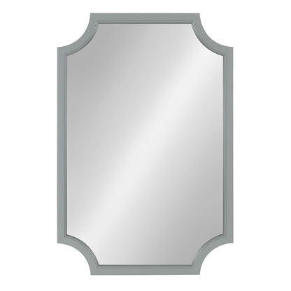 Hogan Wood Framed Mirror with Scallop Corners, 24x36 Inches, Gray