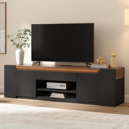 71" Modern LED TV Stand, Multi-Tier Storage TV Stand with Storage
