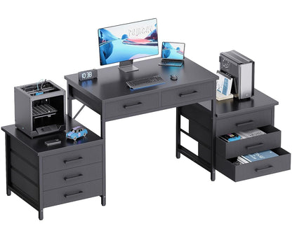 63 Inch Computer Desk with 8 Drawers for Study Writing Work