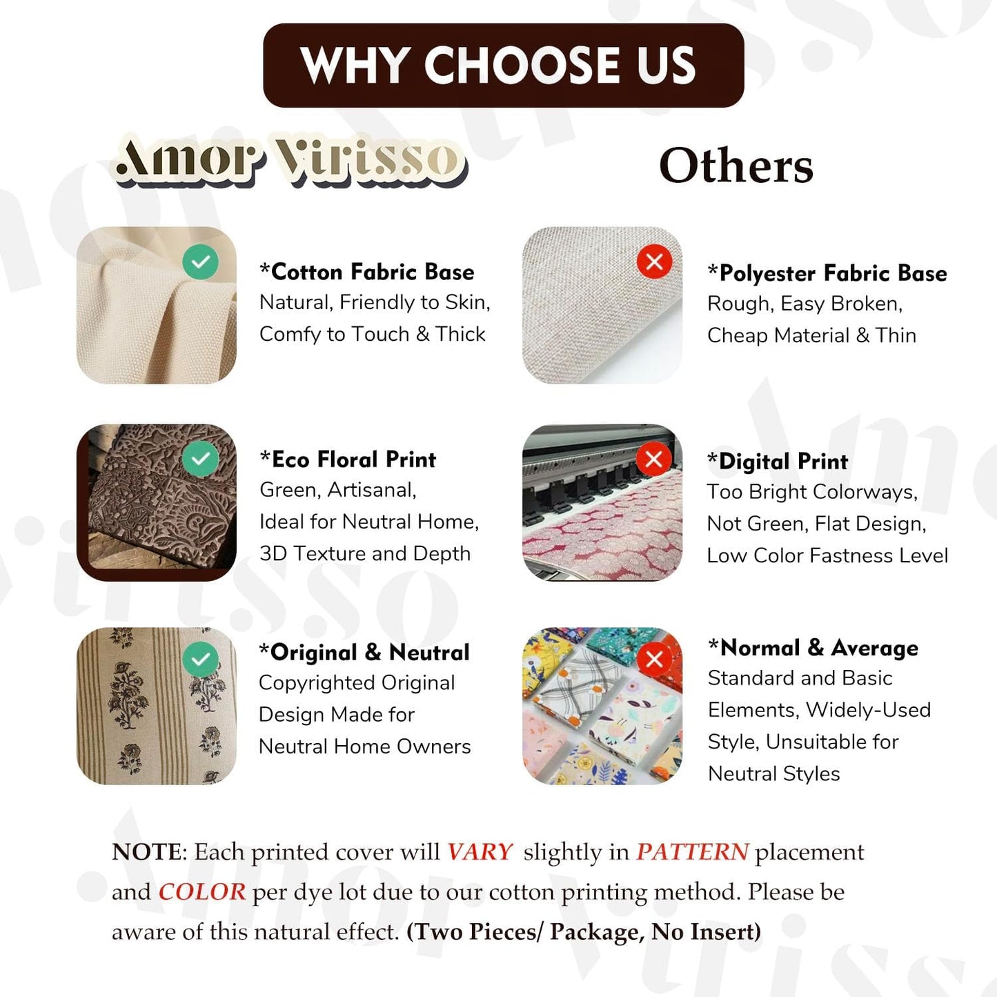 Floral Throw Pillow Covers 18X18 Set of 2 Block Print Pillow Covers Neutral Floral Striped Farmhouse Decorative Pillow Covers for Sofa Couch Bed, Brown