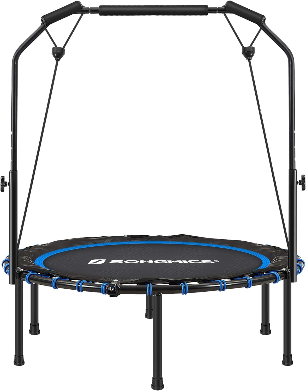 40 Inches Mini Fitness Trampoline, Fitness Rebounder with Adjustable Handrail, Foldable Trampoline for At-Home Workout, Max. Load 264.6 Lb