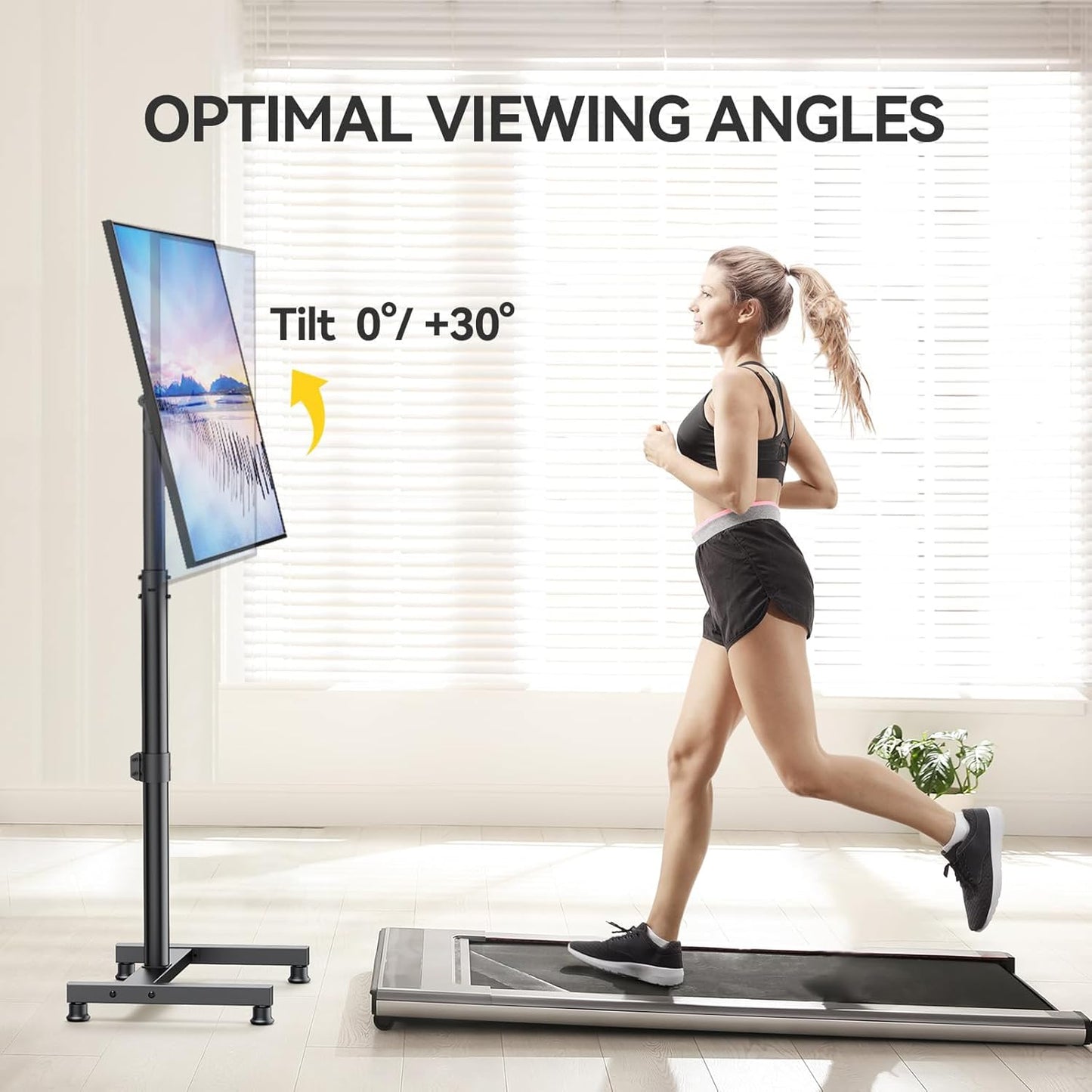 TV Floor Stand for 13-43 Inch Flat/Curved Tvs up to 44 Lbs, 8 Level Height Adjustable Monitor Floor TV Stand with VESA 200X200, Portable TV Mount Stand for Living Room, Bedroom, Office