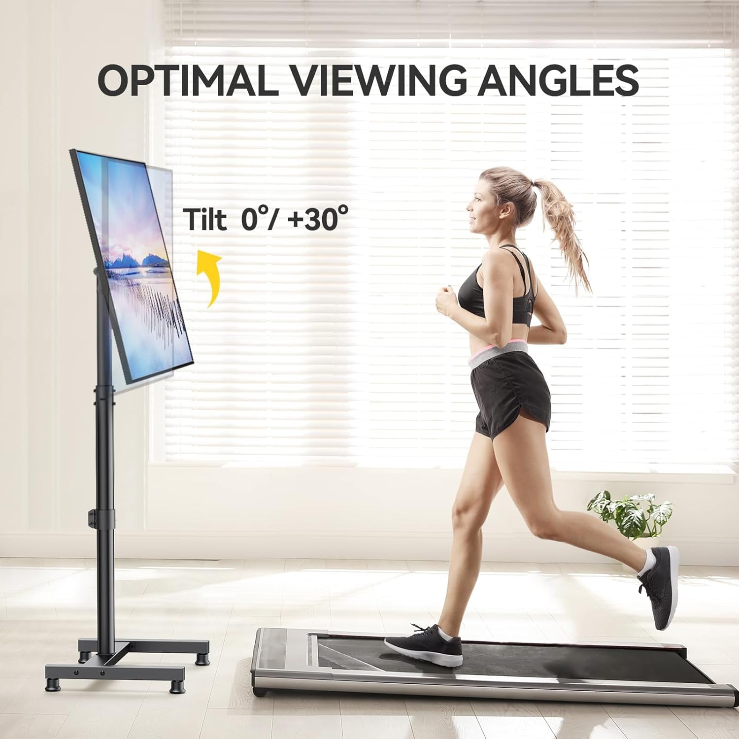 TV Floor Stand for 13-43 Inch Flat/Curved Tvs up to 44 Lbs, 8 Level Height Adjustable Monitor Floor TV Stand with VESA 200X200, Portable TV Mount Stand for Living Room, Bedroom, Office
