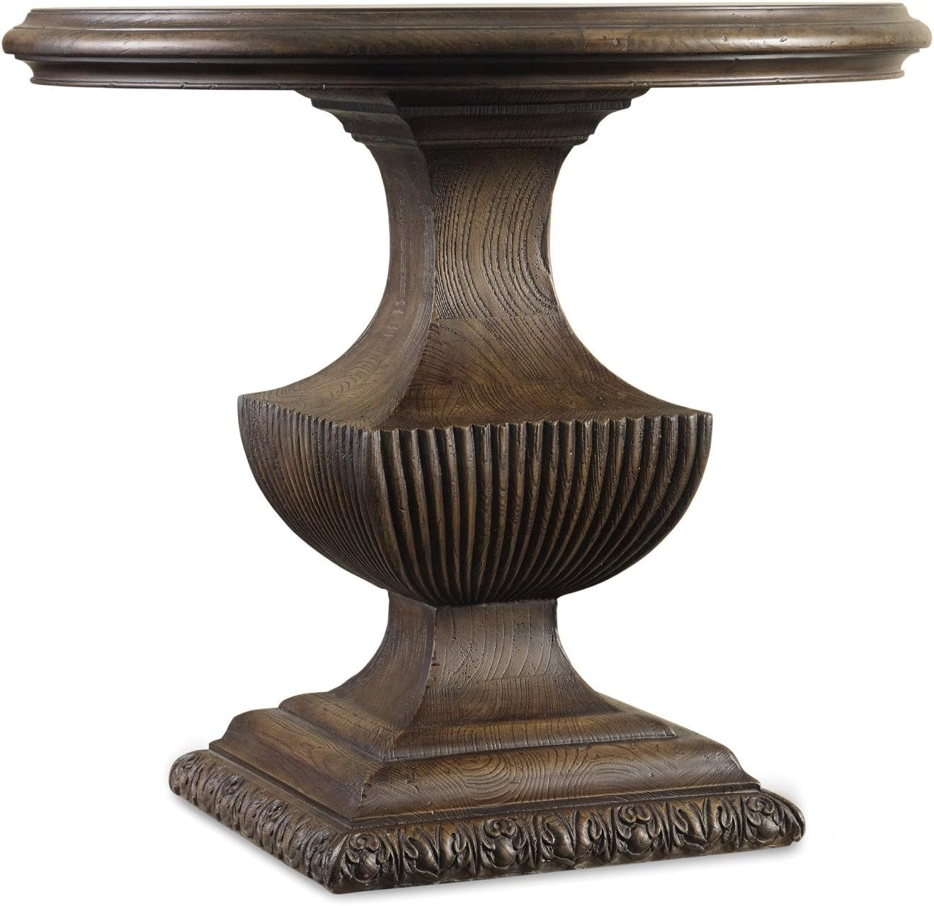 Rhapsody Urn Pedestal Nightstand in Walnut Wood Finish