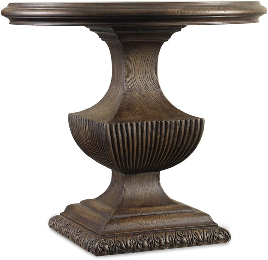 Rhapsody Urn Pedestal Nightstand in Walnut Wood Finish