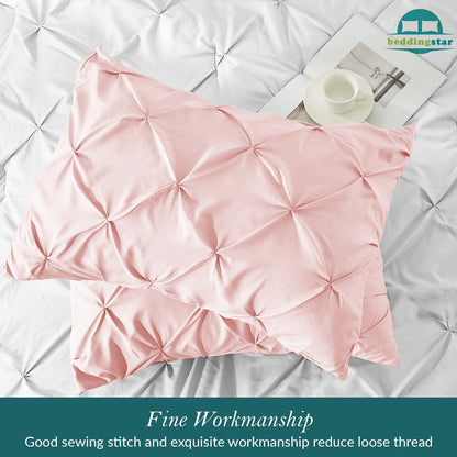 King Pillow Shams Set of 2 Pinch Pleated Blush Pink Pillow Shams King Size 20X36 Pillow Covers 100% Egyptian Cotton 600 TC Soft Skin Friendly Cushion Cover Cases Pinch Decorative Pillow Shams for Bed