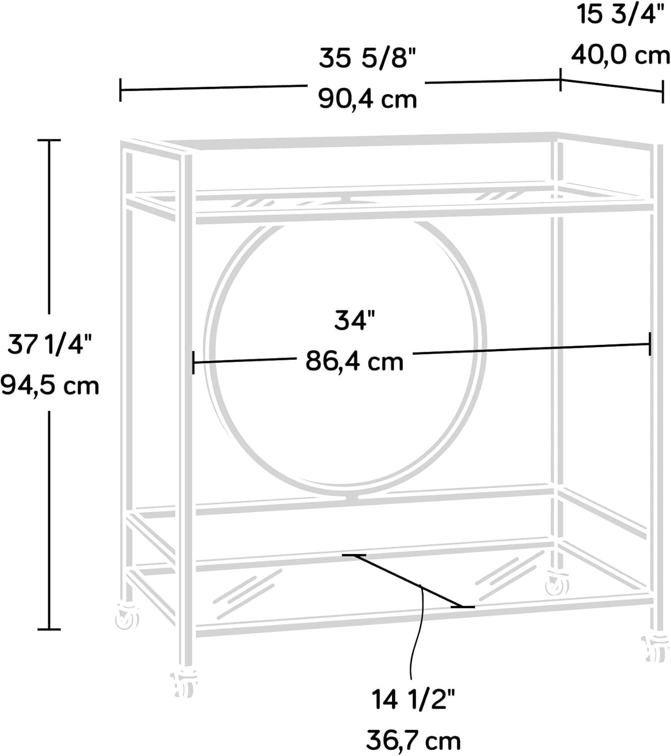 International Lux Bar Cart, Black Finish