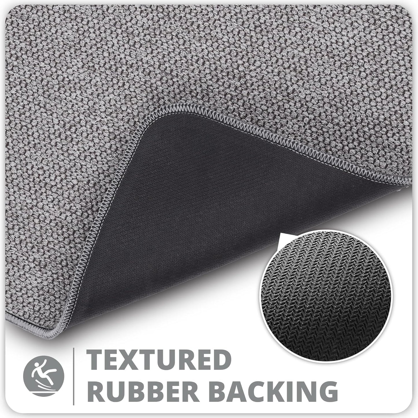 Bath Mat,Ultra Thin Bathroom Rugs,Rubber Bath Mats for Bathroom,No Slip Bath Rugs,Quick Dry,Machine Washable,Low Pile,Absorbent,Shower Outside,Sink,Home Decor Accessories.Grey,1'5"X2'3"(17X27Inch)