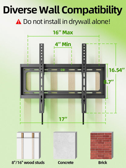 Tilting TV Wall Mount Bracket Low Profile for Most 26"-60" LED, LCD, Flat Television, TV Bracket Tilt Mount for VESA 400X400Mm- up to 99Lbs, Quick Lock and Release Fits 12" 16" Stud