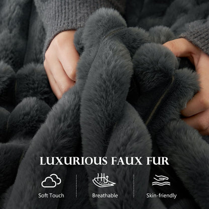 60" Chaise Lounge Chair Indoor, Upgraded Oversized Comfy Sofa Bed, Fluffy Plush Faux Fur Sleeper Couch Lazy Chair Bed, Reading Chairs Cloud Couches for Living Room,Dark Grey