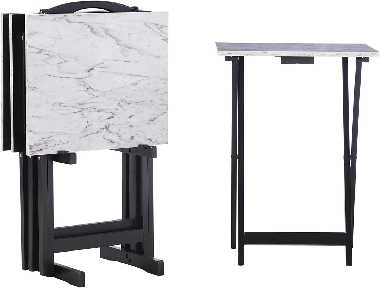 Tray Table Set, 15.75"D X 18.9"W X 26.38"H, White