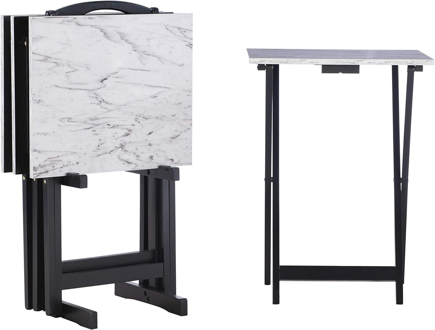 Tray Table Set, 15.75"D X 18.9"W X 26.38"H, White
