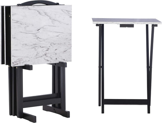 Tray Table Set, 15.75"D X 18.9"W X 26.38"H, White