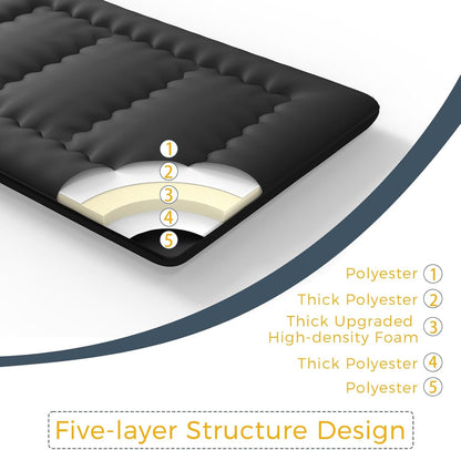 6" Thick Japanese Floor Mattress Futon Mattress, Foldable Tatami Pad for Adults, Roll up Floor Bed for Guest Room Bedroom RV, Black, Queen