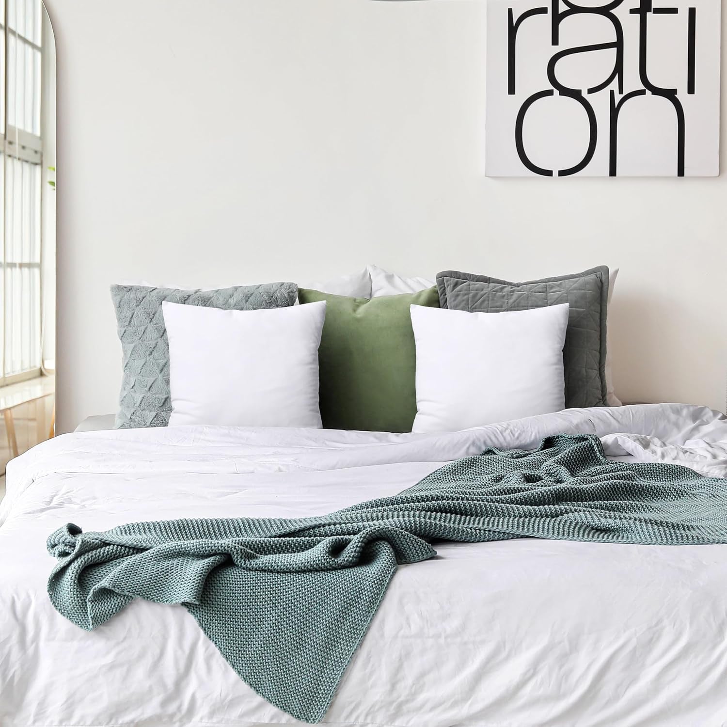 Throw Pillows Insert (Pack of 2, White) - 18 X 18 Inches Bed and Couch Pillows - Indoor Decorative Pillow