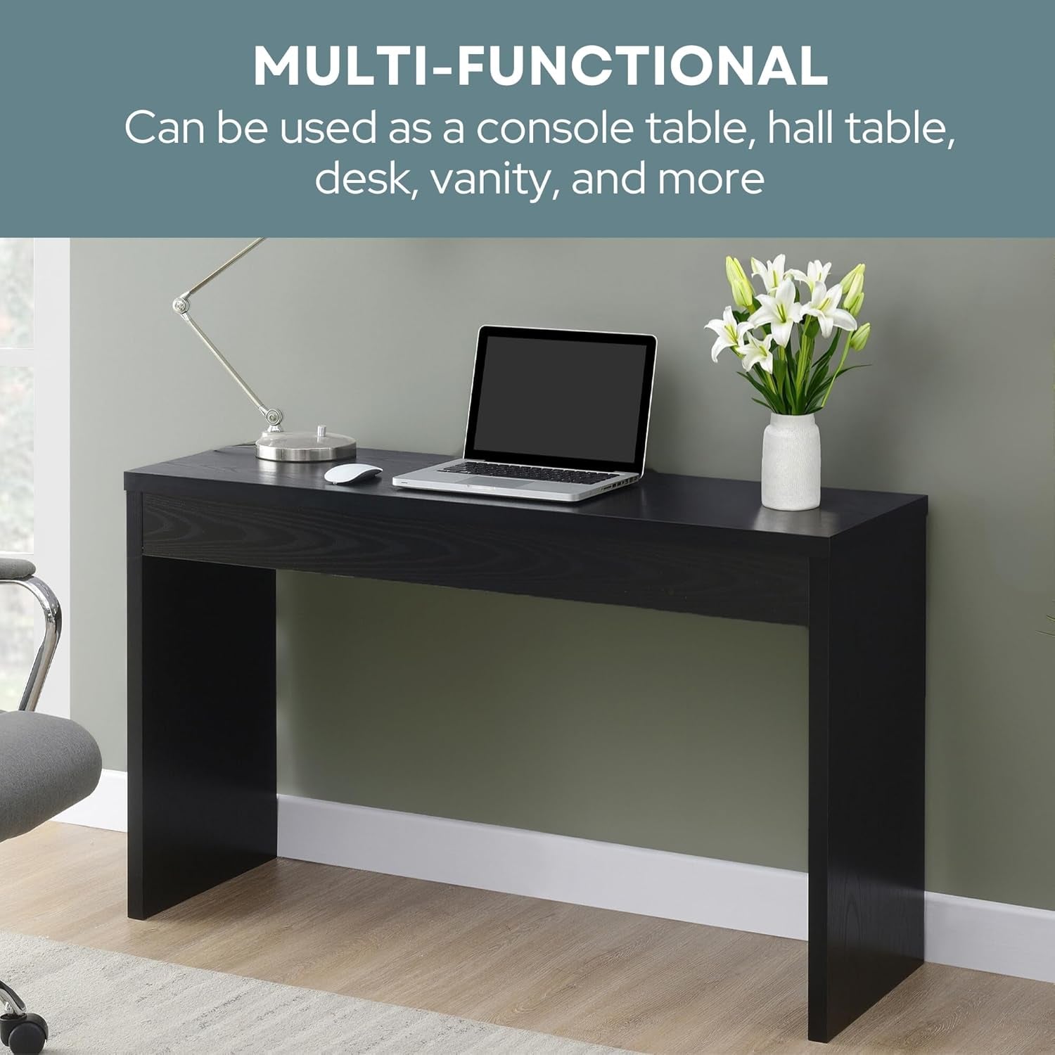 Northfield Hall Console Table 48" - Modern, Minimalist Narrow Sofa Display Accent for Contemporary Living Room, Entryway, or Hallway, Black