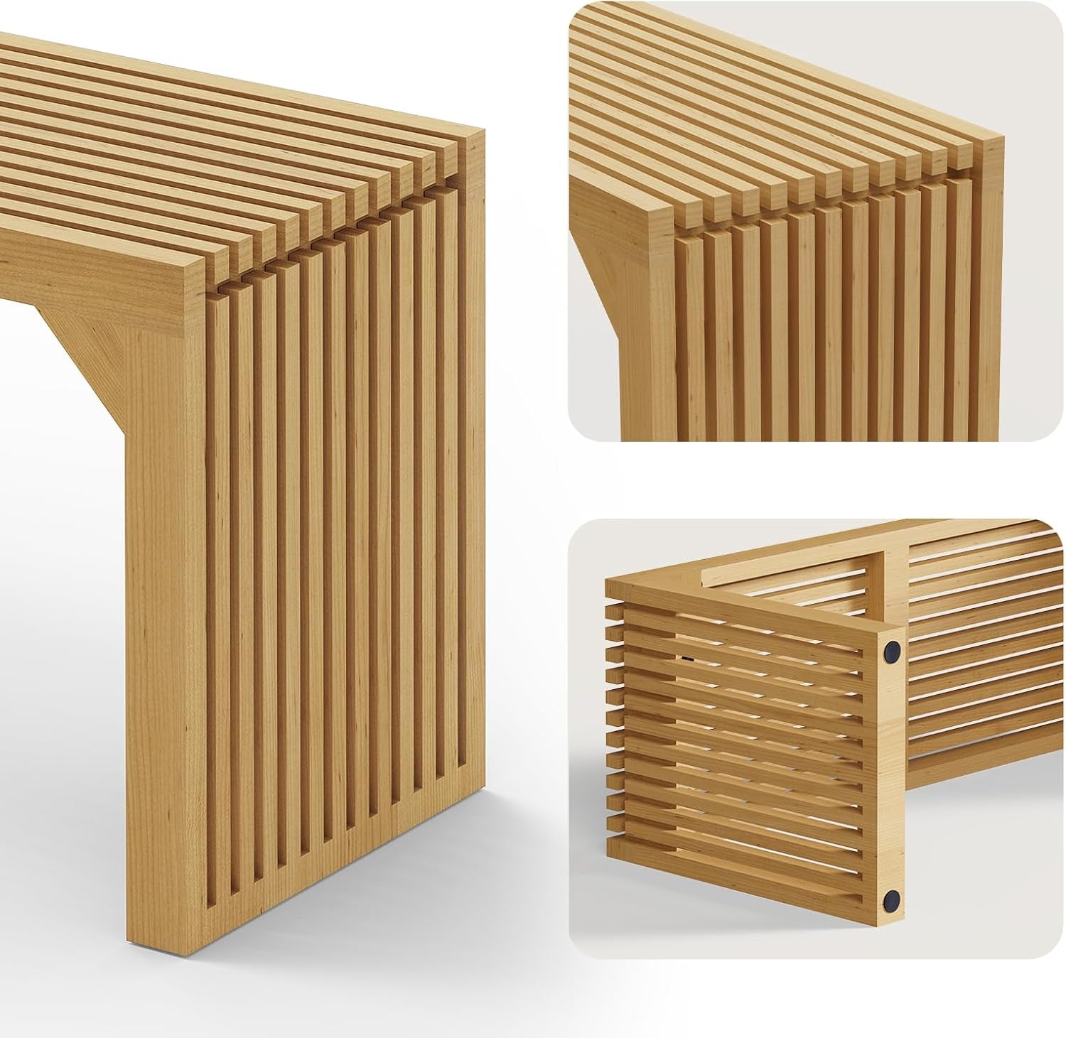 35" Dining Bench, Indoor Wood Bench for Entryway,Living Room,Kitchen and Bedroom (Nature, Long Bench)