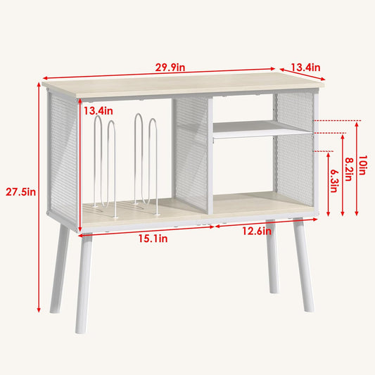 Record Player Stand, Large Vinyl Record Storage with Adjustable Divider, Holds up to 200 Albums, Multifunctional Vintage Turntable Stand for Living Room & Bedroom, Patent Pending