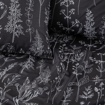 Grey Black Sheets King,Deep Pocket Sheets, 1800 Thread Count Pattrn Bed Sheets Soft Breathable Cute Printed Boho Farmhouse Bed Sheets, Oeko-Tex Certificated- up to 18 Inch