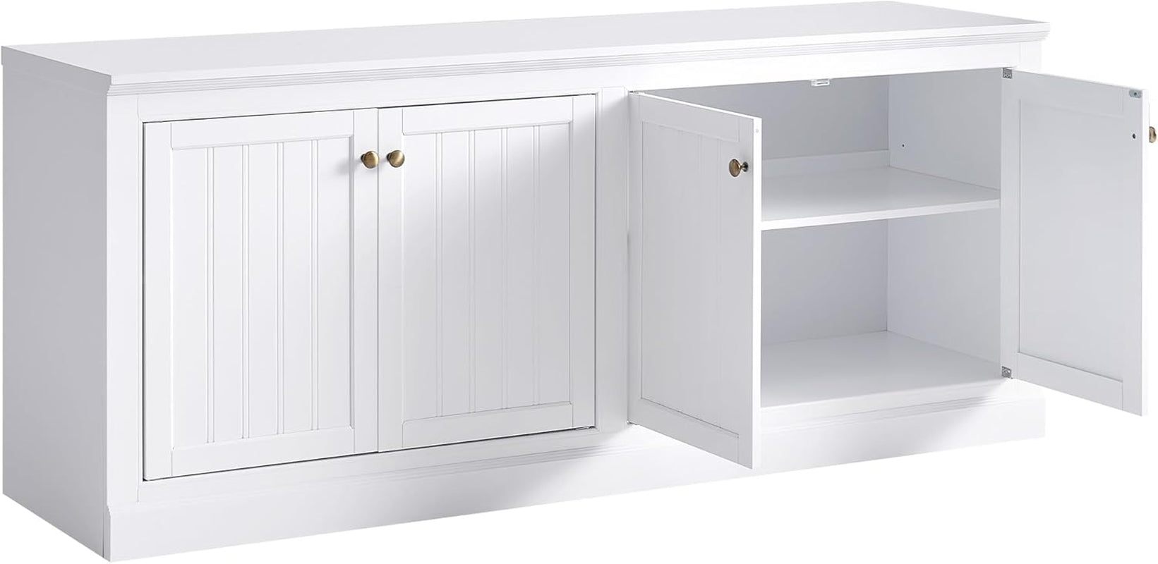 72" Farmhouse Sideboard Buffet Cabinet with Barn Doors, Storage Console Table with Adjustable Shelves, Coffee Bar/Tv Stand for Living Room, Kitchen, Entryway, White