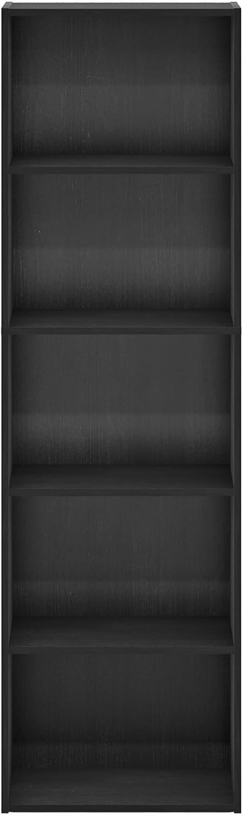 LUDER Book Shelf, 5-Cube Bookshelf, Bookcase with Open Shelf, 9.4 X 15.8 X 52, for Living Room, Bedroom, Home Office, Blackwood