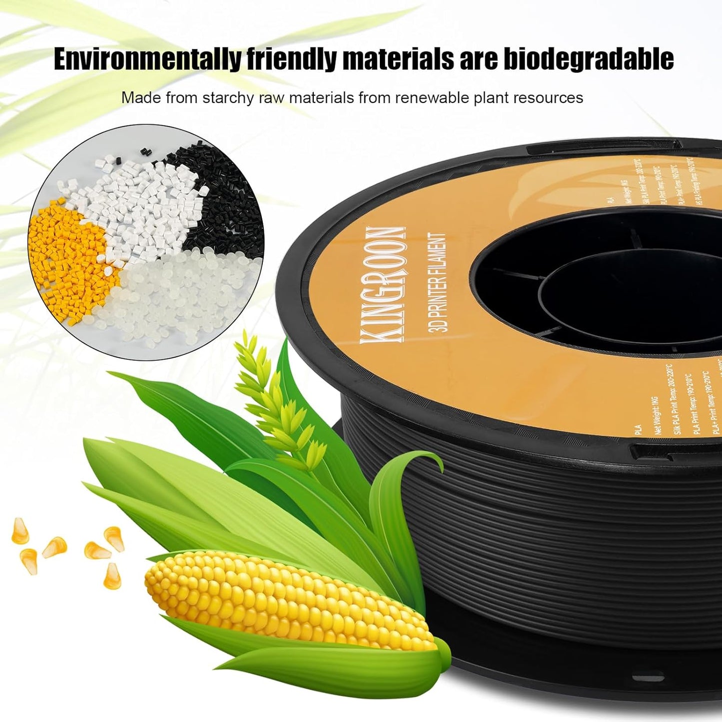 High Speed PLA 3D Printer Filament 1.75Mm, 3D Printer Rapid Filament for 30-600Mm/S Hyper Printing Filament, Dimensional Accuracy +/- 0.03 Mm, 1Kg Plastic Spool(2.2Lbs) (Black)