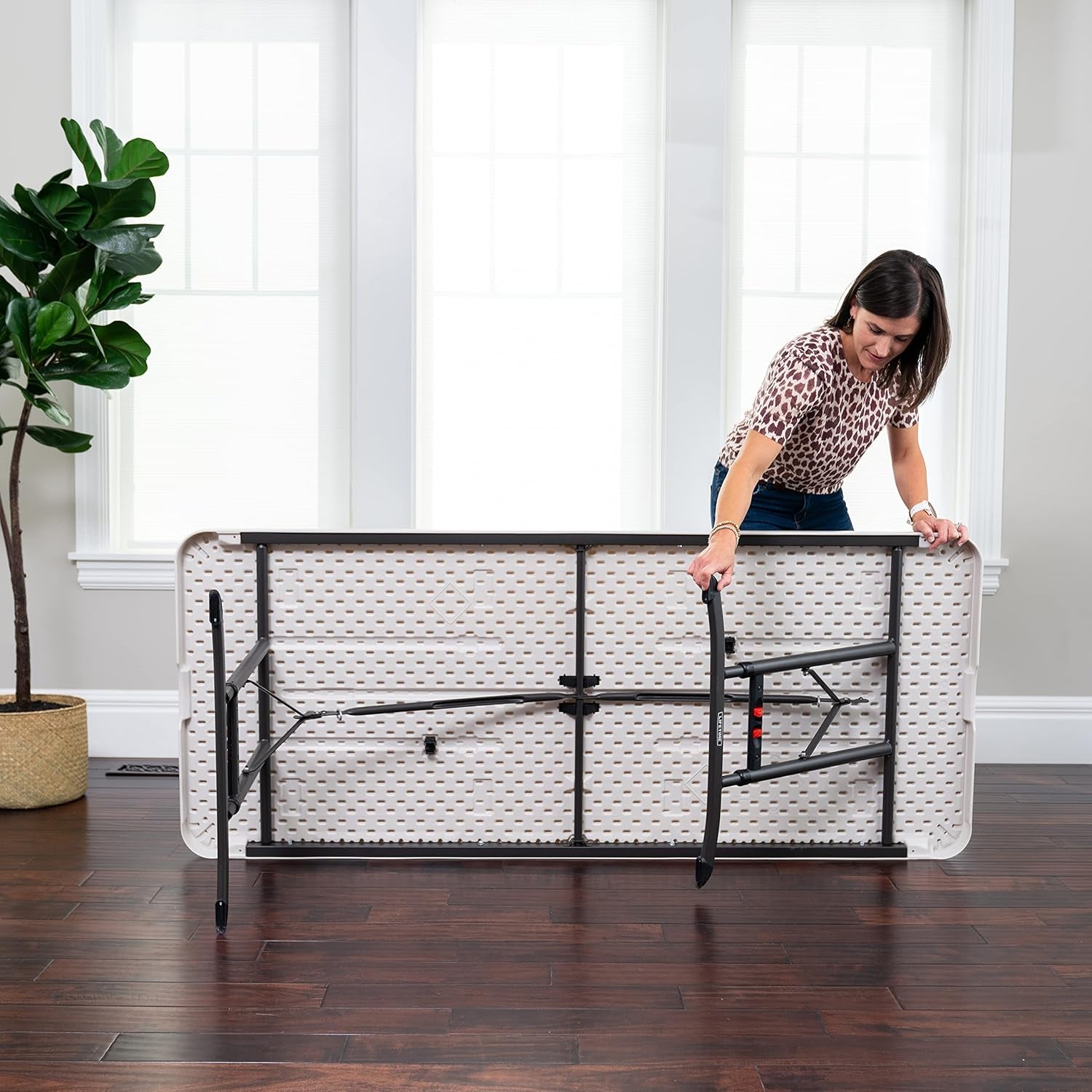 6-Foot Adjustable Height Nesting Table, Commercial, Almond