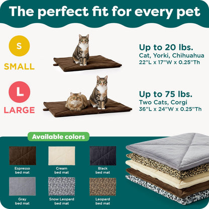 Thermanap Self Warming Cat Mat, Dog Bed for Crates with Self-Warming Technology for Cozy Rest, Fully Machine Washable, Small, Plush Faux Fur, Gray