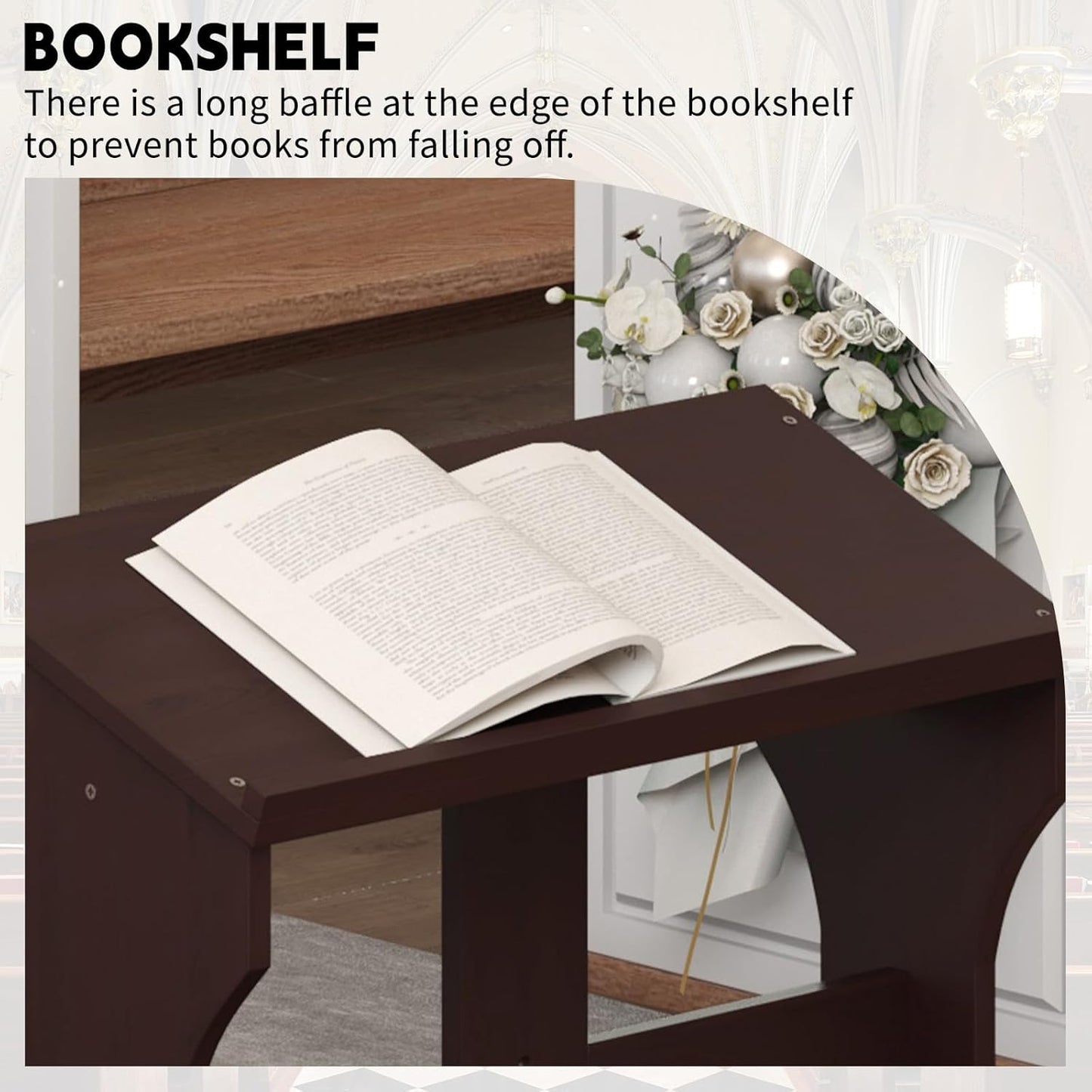 Prayer Bench Kneeler, Wooden Prayer Kneeler for Home, Prayer Bench for Kneeling at Home, Padded Kneeler Shelf for Kneeling at Home, Church Prayer Bench Stool Table with Cushion