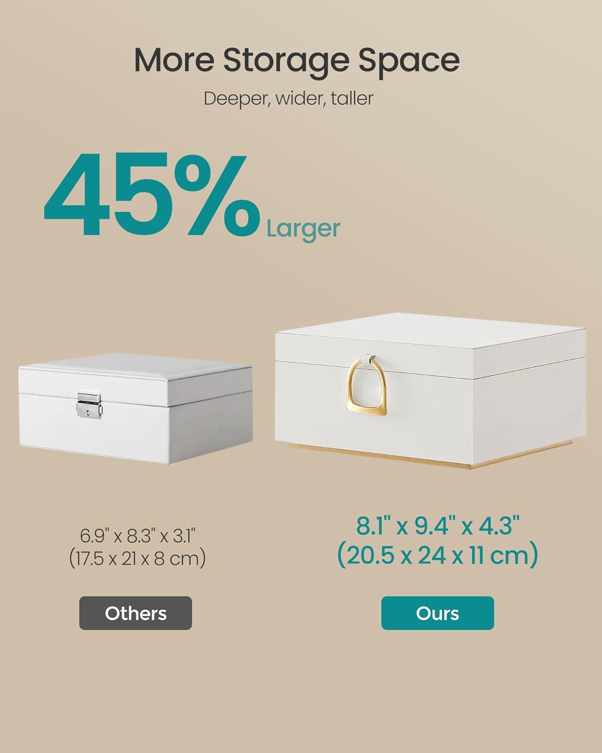 2-Layer Jewelry Box, Jewelry Organizer with Handle, Removable Jewelry Tray, Jewelry Storage, Floating Effect, 8.1 X 9.4 X 4.3 Inches, Gift Idea, White UJBC165W01