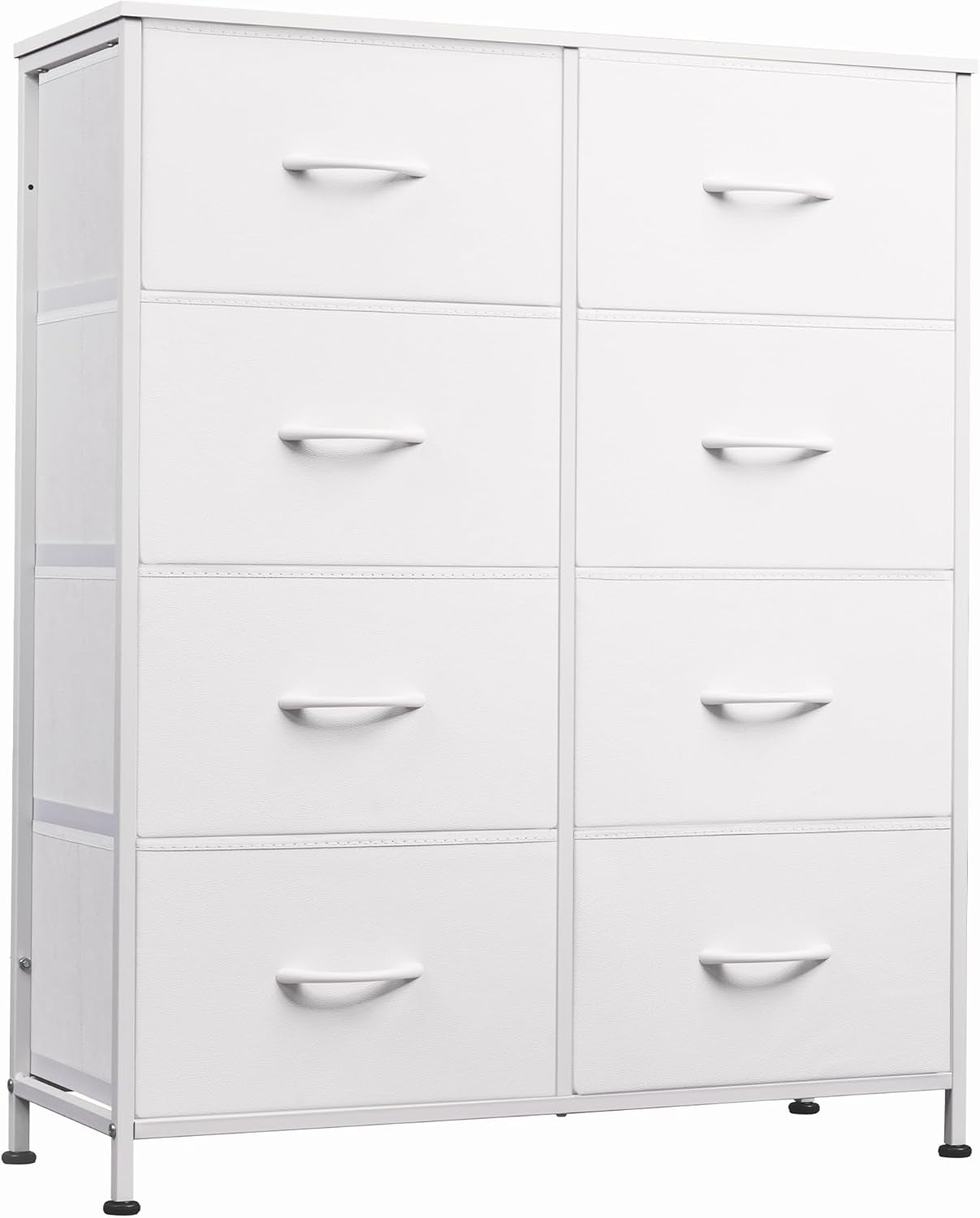 Fabric Dresser for Bedroom, Tall Dresser with 8 Drawers, Storage Tower with Fabric Bins, Double Dressers, Chest of Drawers for Closet, Playroom, Dormitory, White