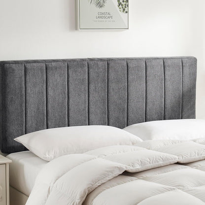Upholstered King Headboard - Easy Assemble Channel Stitched Headboard King Size Bed - Wall Mounted Headboards with 3D Soundproof Wall Panels Peel & Stick Floating Headboards, Grey