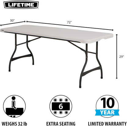6-Foot Nesting Folding Table, Commercial, Almond