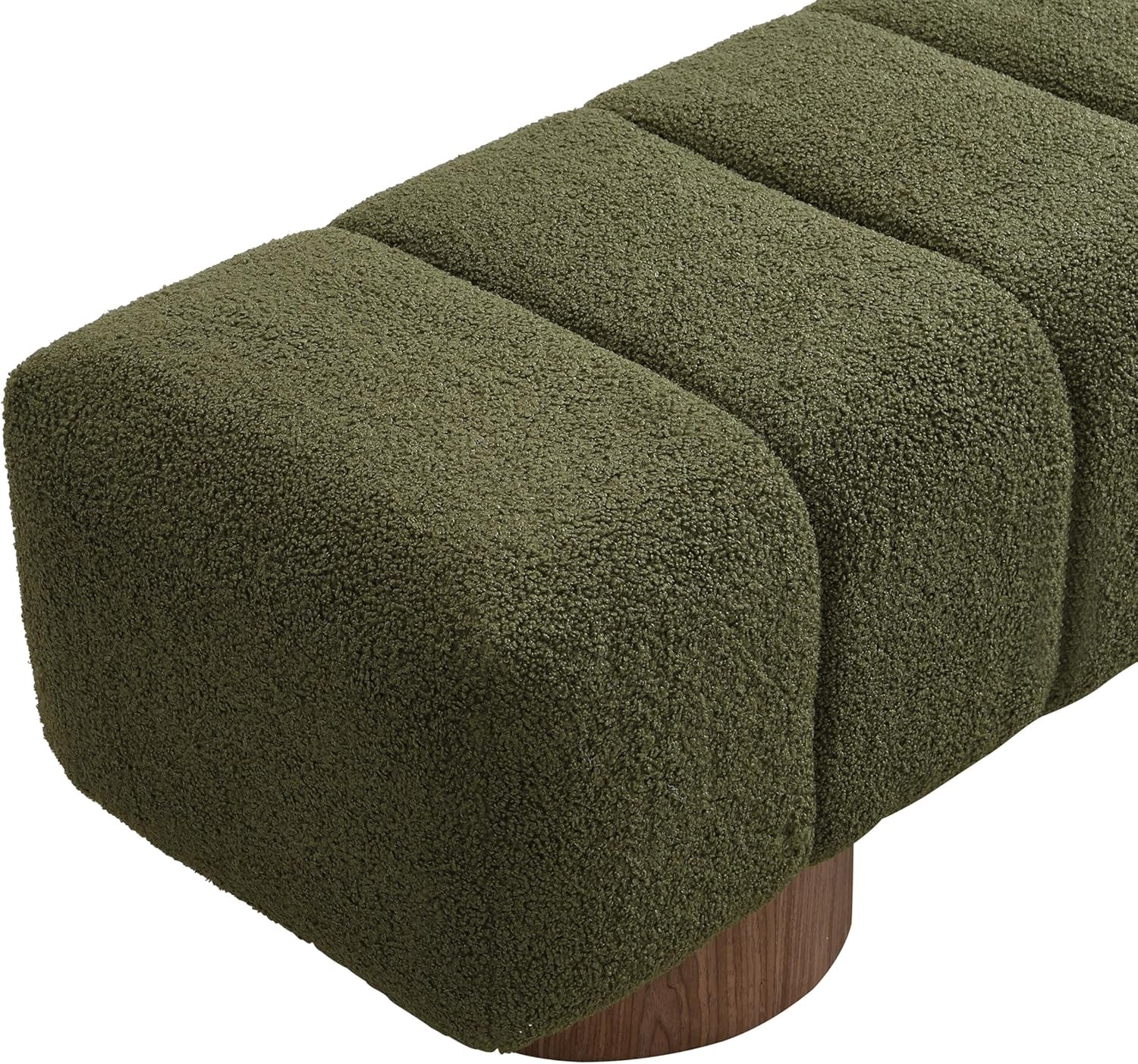 Manila 50" Boucle Fabric Dining Bench, Rectangular Upholstery Ottoman Bench, Bedroom End of Bed Footstool, Living Room Extra Seat Footrest, No Assembly Needed, Jungle Green