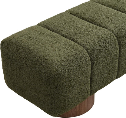 Manila 50" Boucle Fabric Dining Bench, Rectangular Upholstery Ottoman Bench, Bedroom End of Bed Footstool, Living Room Extra Seat Footrest, No Assembly Needed, Jungle Green