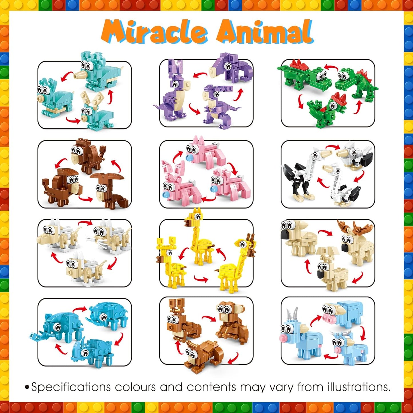 Building Blocks Party Favors with Animal Building Blocks for Kids Birthday Party Supplies