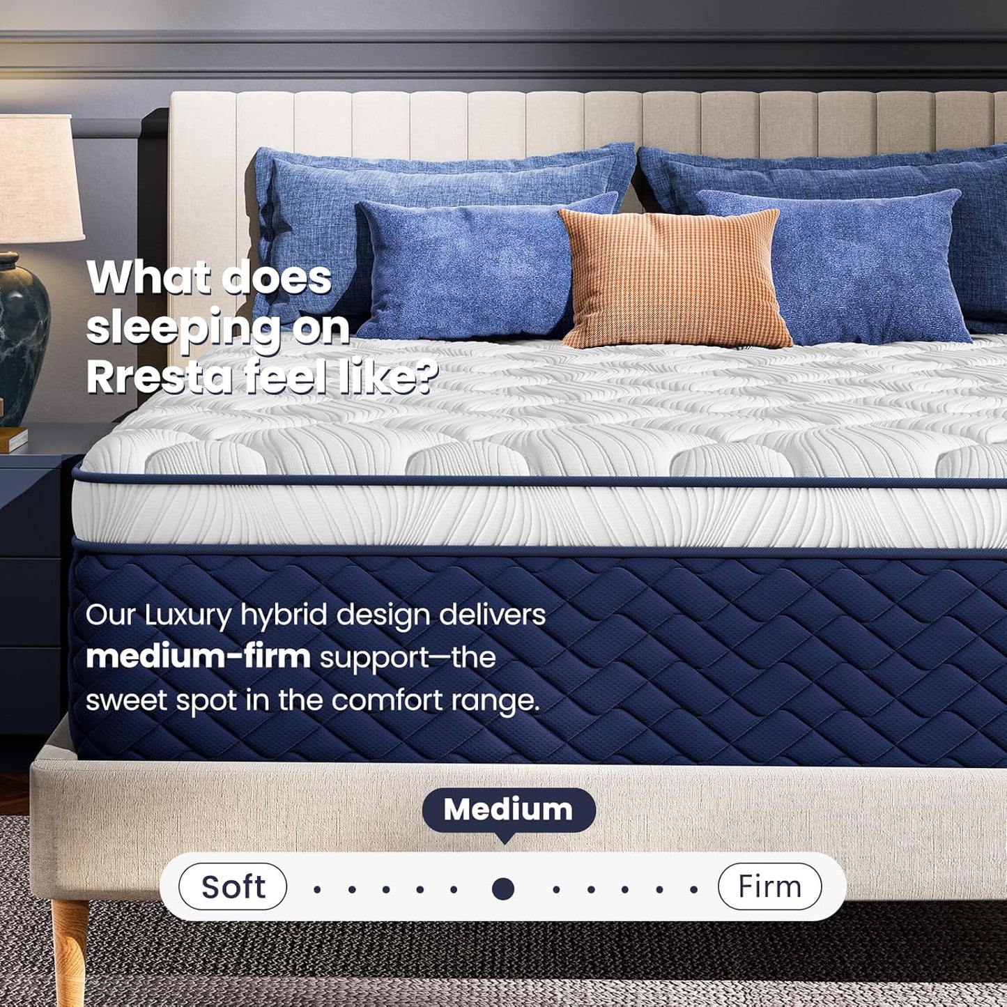 Queen Mattress 14 Inch - Hotel Collection Hybrid Mattress with 5-Zone Support, Luxury Sleep Comfort, Extra Back & Hip Support, Fiberglass-Free, Certipur-Us Certified, 365-Night Trial