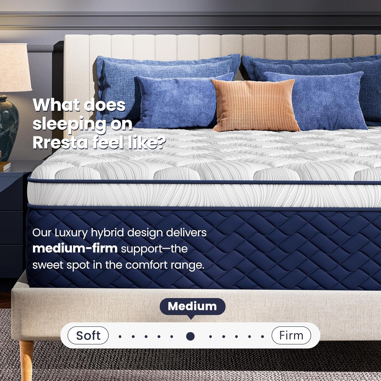 Queen Mattress 14 Inch - Hotel Collection Hybrid Mattress with 5-Zone Support, Luxury Sleep Comfort, Extra Back & Hip Support, Fiberglass-Free, Certipur-Us Certified, 365-Night Trial