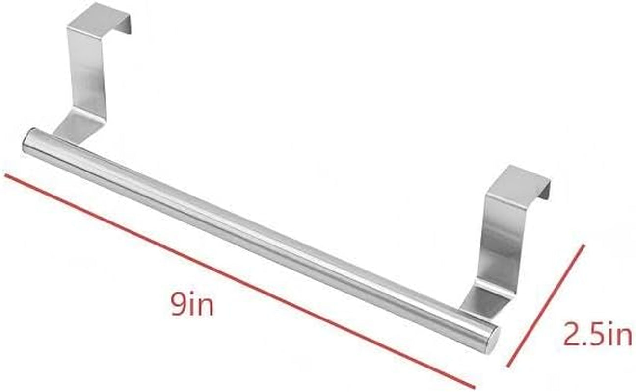 Over the Cabinet Towel Holder - 2 Pack Stainless Steel Door Mount Towel Bar, No Drill Hanger for Kitchen Cabinet & Pantry Organization