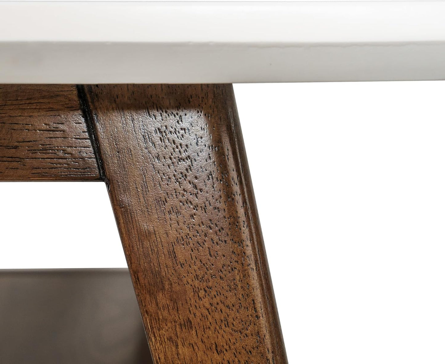 Rectangular Wood Coffee Table with Solid Wood Frame & Legs, Living Room Coffee Tables with Storage Shelf, Accent Furniture for Living Room, Minimalist Decor - Off-White / Pecan Parker