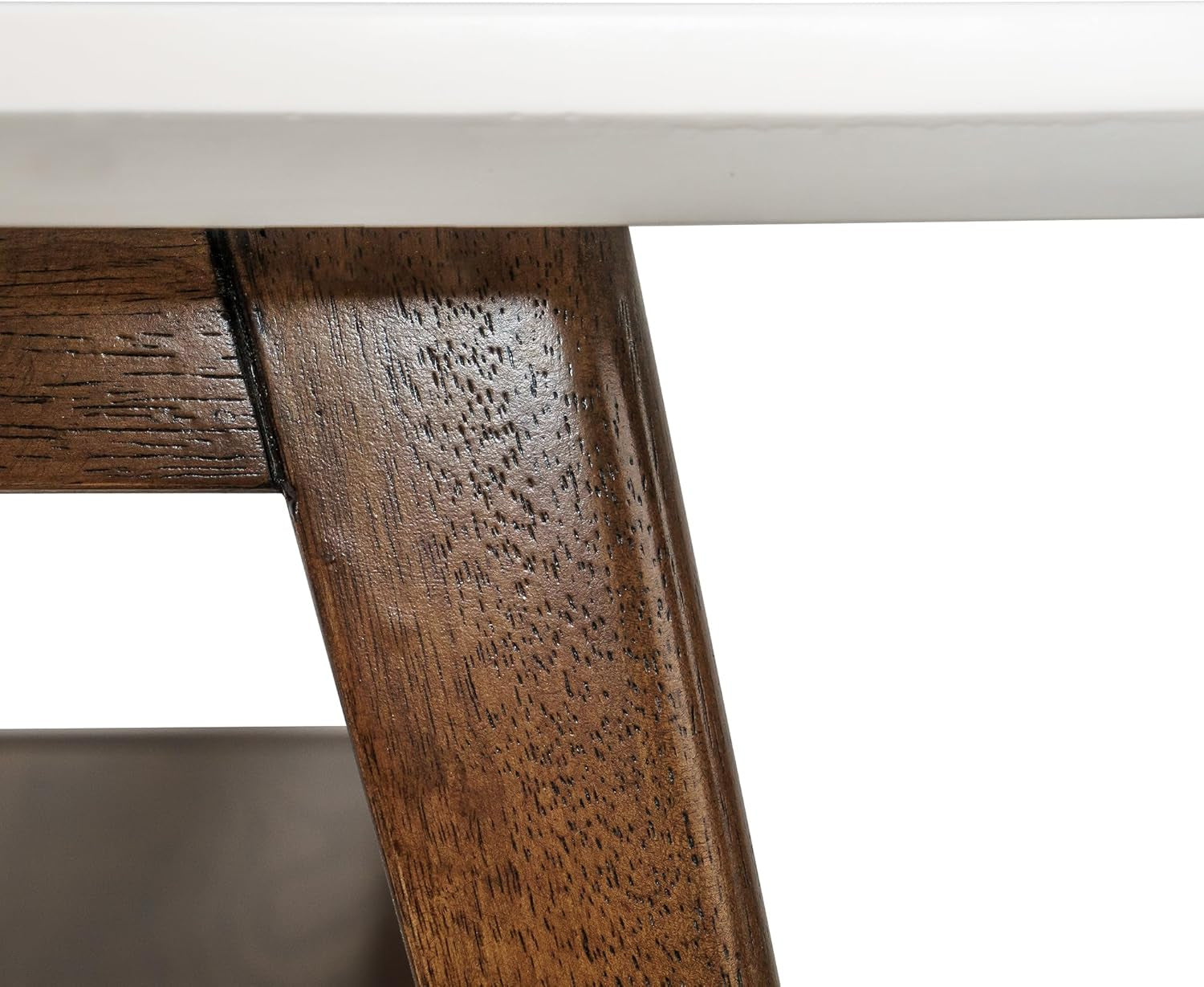 Rectangular Wood Coffee Table with Solid Wood Frame & Legs, Living Room Coffee Tables with Storage Shelf, Accent Furniture for Living Room, Minimalist Decor - Off-White / Pecan Parker