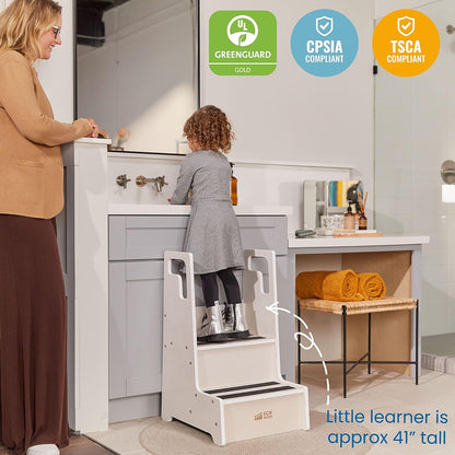 Reach-Up Step Stool with Handles, Kids Furniture, White Wash